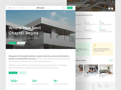 Residen - Property Landing Page house landing page property real estate residence uiux website