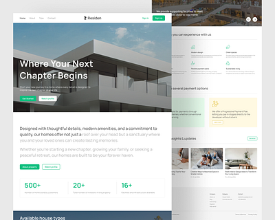 Residen - Property Landing Page house landing page property real estate residence uiux website