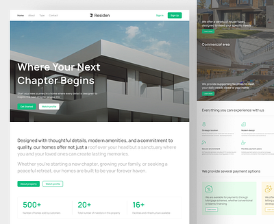 Residen - Property Landing Page house landing page property real estate residence uiux website