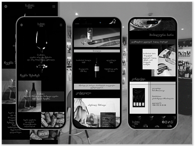 Winery Shop Design black and white branding bxw designer elegant graphic design illustrator logo minimalism mobile design one pager responsive design ui ux visual design web design web designer wine wine bottle