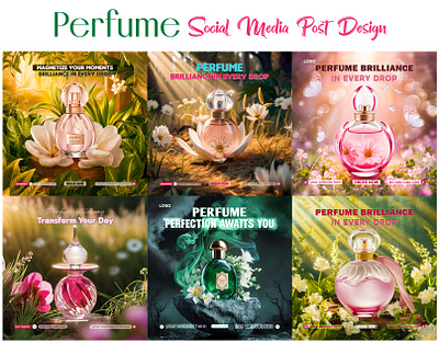 Perfume post design bundle. advertising business design graphic design illustration instagram mjvectart perfume post design social