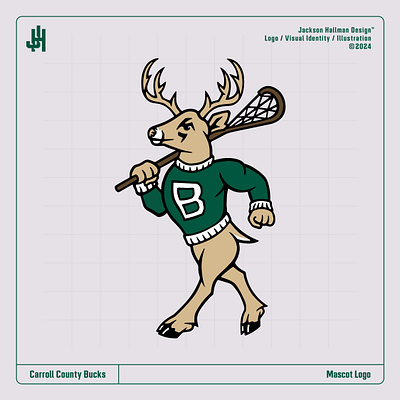 Carroll County Bucks Mascot Logo animal animal logo brand identity branding graphic design illustration lacrosse logo logo design logo illustration mascot mascot logo sport sports sports design sports logo