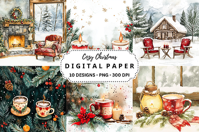 Watercolor Cozy Christmas Background christmas cozy sublimation png watercolor