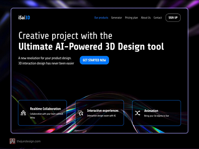 3D design - Website for AI-powered 3D tool 3d 3d abstract 3d animation 3d design 3d interaction ai powered ai tool animation best design creative graphic design landing page motion graphics spline ui user interface web design website