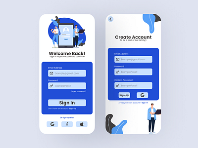 Sign in and create account | UI UX android application create account daily ui figma illustration ios mobile design mobileapp sign in ui ui ux design userexperience userinterface ux webpage