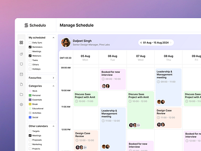 Schedulo - Scheduling Automation Web App Concept automation b2b business calendar dashboard dates desktop management meeting optimization platform product design saas scheduler software teams ui ux web web app