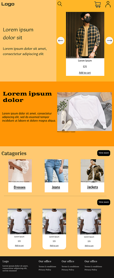 E-commerce front page design landing page ui ux web design