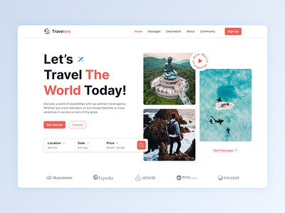 Travel Agency Hero Section hero section landing page travel travel agency hero section ui website design