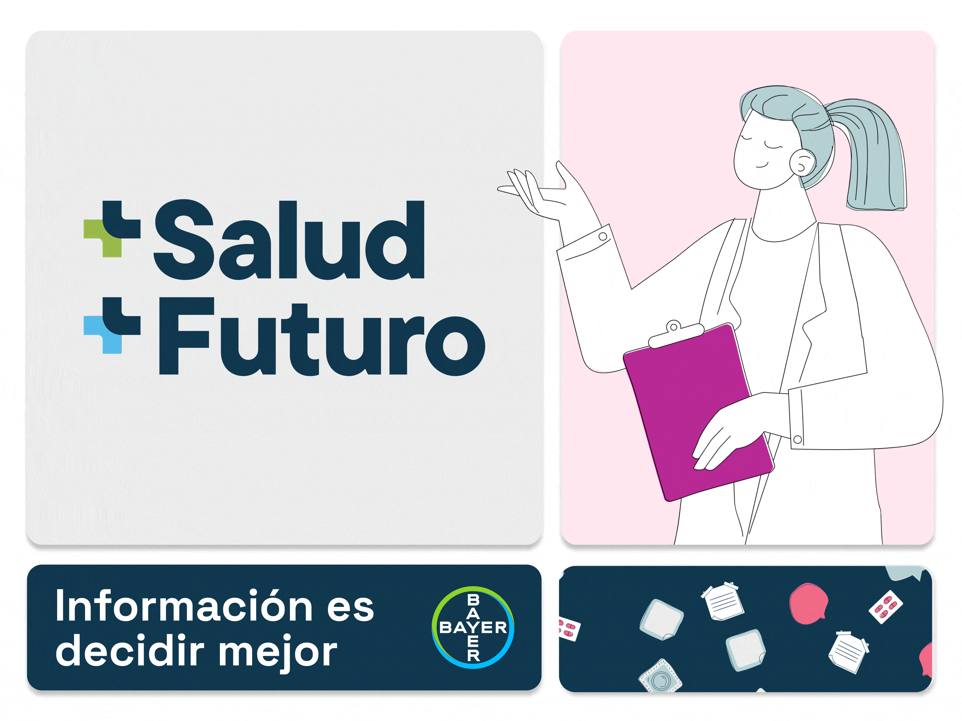 Bayer | +Salud +Futuro - Branding animation brand identity branding design graphic design healthcare illustration logo medicine