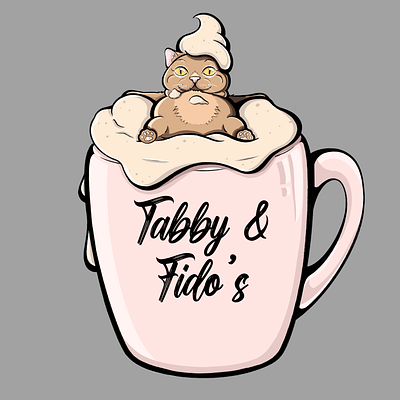 Tabby And Fido's Cat Cafe branding design digital graphic design logo sticker