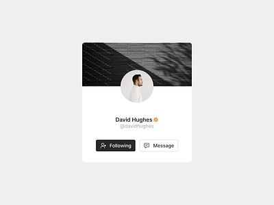 Profile @ account avatar banner component design exploration figma follow following handle light mode message product design profile ui user ux verified web web design