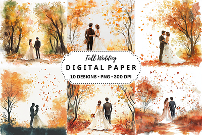 Watercolor Fall Wedding Background tumbler wrap