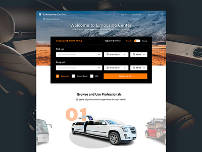 Home page for a Limousine rental website ui ux web design