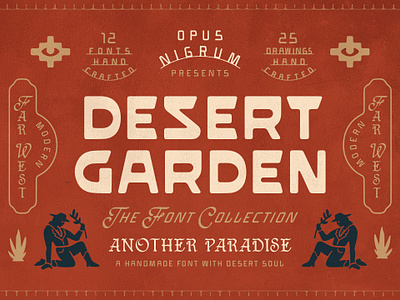 Desert Garden Font Collection branding bundle cactus country cowboy desert design download drawing font graphic design handmade hipster illustration logo old retro type typographic vintage