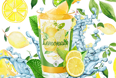 Fresh and Vibrant Lemonade Can Label Design advertising branding design graphic design logo