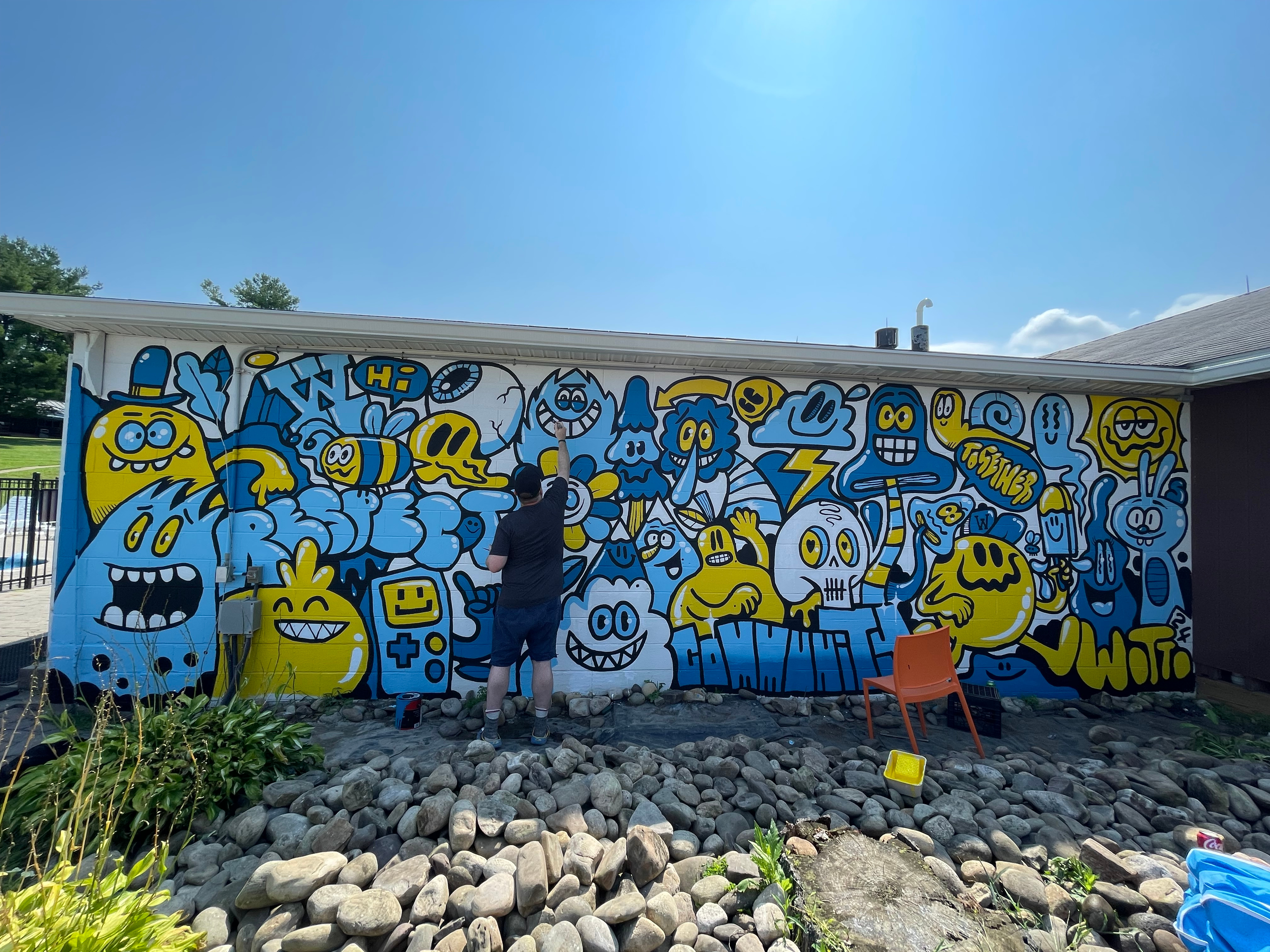 WoodWard Camp PA Mural characters large mural mural mural painter muralist painter woodward camp wotto