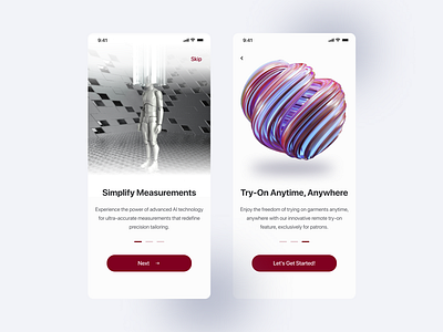 Onboarding screen -Stitchmate ai app ar augmented reality design mobile app onboarding pages product design ui ux