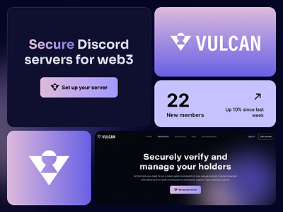 Vulcan Bento blockchain brand branding button crypto glyph gradient icon logo logotype purple technology typography v vulcan web ui web3