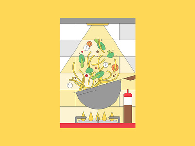 Oli's fried noodles bok choy broccoli carrots chilli commercial illustrator cooktop food fried noodle frying gas home cooking illustration pak choy soy sauce spot illustration stove tofu vector wok