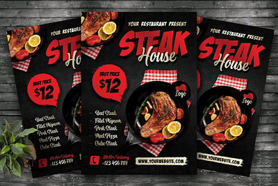 Steak House Flyer Template design flyer flyer design graphic design print design print template sale steak