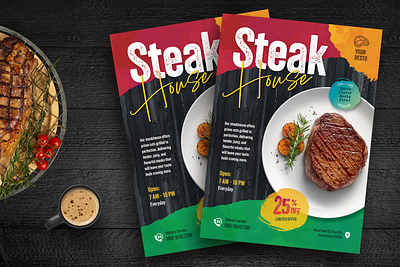 Steak House Flyer Template design flyer flyer design graphic design print design print template sale steak