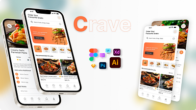 Crave desktop app design food food app design mobile app design order ui ui design ux ux design website design