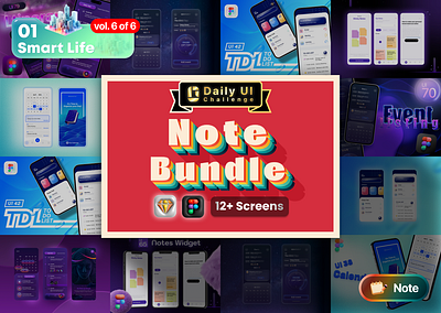 Note Bundle | Daily UI Challenge app daily dailyui dark mode design figma mobile page phone sketch ui ui design uiux user experience user interface userexperience userinterface ux ux design
