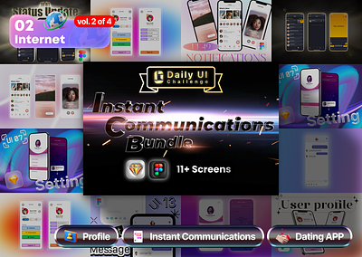 Instant Communications Bundle | Daily UI Challenge app daily dailyui dark mode design figma mobile page phone sketch ui ui design uiux user experience user interface userexperience userinterface ux ux design