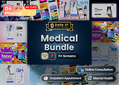 Medical Bundle | Daily UI Challenge app daily dailyui dark mode design figma mobile page phone sketch ui ui design uiux user experience ux ux design