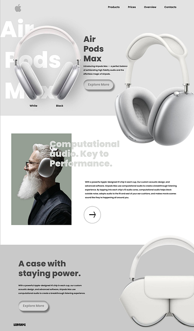 Airpods Max Store Website Design. app branding design illustration typography ui vector