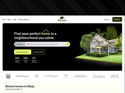 Real Estate Landing Page Design converting landing page design figma landing page landing page design photoshop real estate real estate website design ui ui design uiux web design web designer webdesign