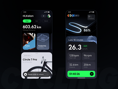 Cycling Data Tracking APP UI Design app ui ux