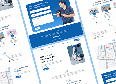 Klinsepa Wash Shoes Landing Page blue cleanui figma ui ux washshoes