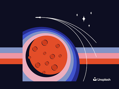 Space illustration planet retro space