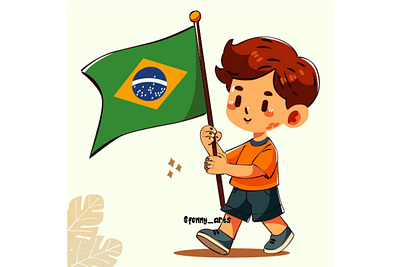 Happy Independence Day Brazil boy brazil brazilian cartoon celebration commemorate culture day declaration decoration event festival flag holiday independence joy national patriot pride proud