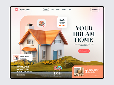 Property Header Exploration with 3D 3d agency digital elementor framer header hero house illustration landing marketing modeling page property ui webflow website wordpress