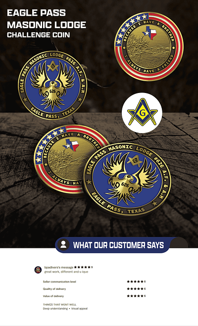 EAGLE PASS MASONIC LODGE CHALLENGE COIN 3d animation branding coin crypto design graphic design illustration logo ui