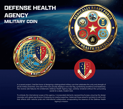 DEFENSE HEALTH AGENCY MILITARY COIN 3d animation branding coin crypto design graphic design illustration logo ui