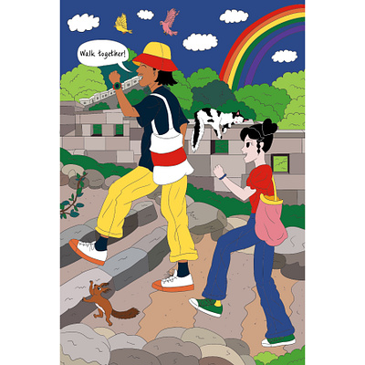 Let's walk down the castle road artwork character drawing goods graphic design illustration korea korean postcard seoul walk