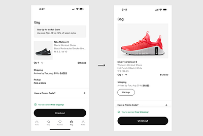 Nike app checkout experience redesign app ecommerce mobile shoes ui ux