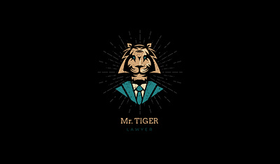 Mr. Tiger animal art logo brand mark branding illustration law lawyer logo logo design mascot tiger vintage