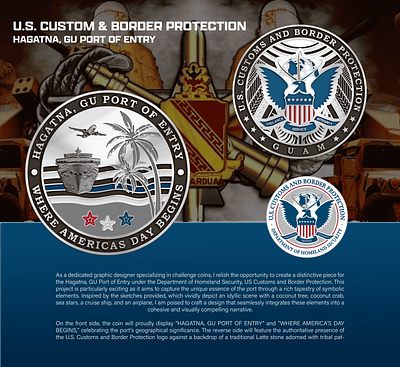 U.S CUSTOM & BORDER PROTECTION HAGATNA, GU PORT OF ENTRY 3d animation branding coin crypto design graphic design illustration logo ui