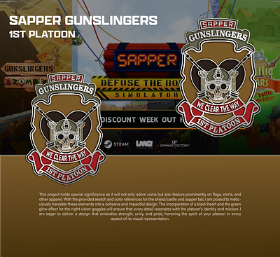 SAPPER GUNSLINGERS 1ST PLATOON 3d animation branding coin crypto design graphic design illustration logo ui