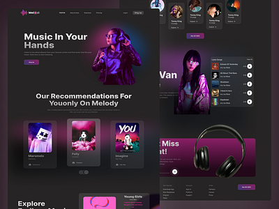 Web Design Platfrom Music Melodi branding music ui web web design