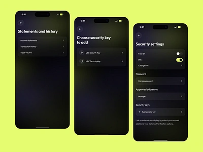 Gemini - Crypto app crypto crypto app crypto design crypto designer crypto mobile app crypto ui ux dark app dark design mobile app settings settings page