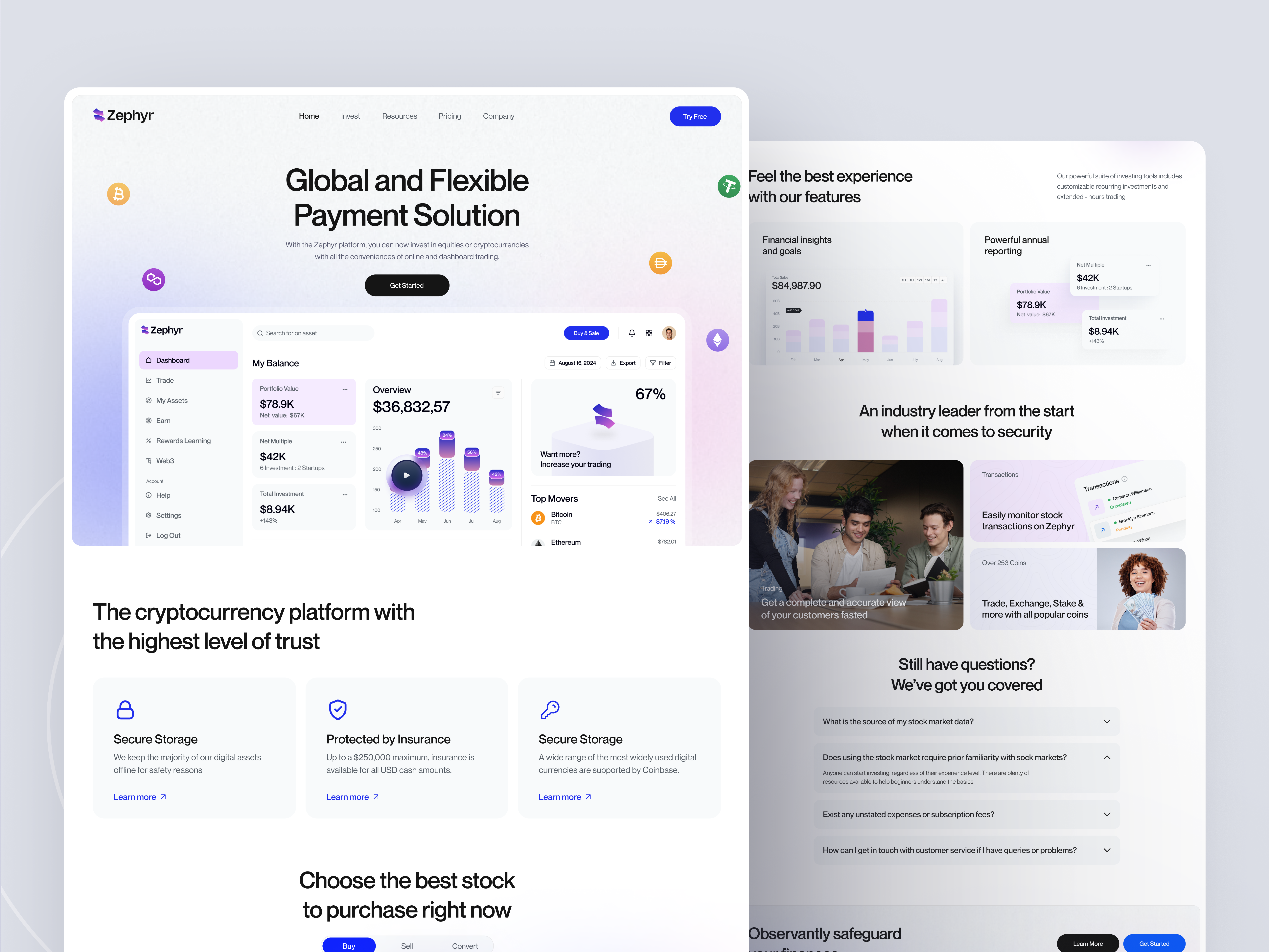 Zephyr Crypto Trading Website 2024designtrends 3d app branding design graphic design illustration ios app logo mobile ofspace ui ux