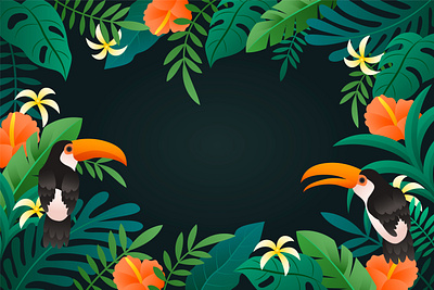 Tropical background / tropical frame background birds design empty space backgroung graphic design illustration leaves background nature tropical vector