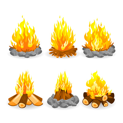 Bonfire icon set bonfire icon camping fire icon graphic design icons illustration vector