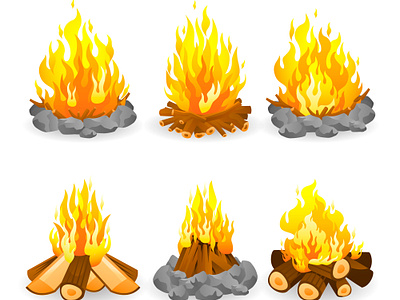 Bonfire icon set bonfire icon camping fire icon graphic design icons illustration vector