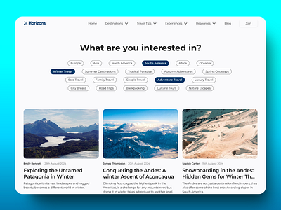 Blog Post blog blog post design landing page travel ui